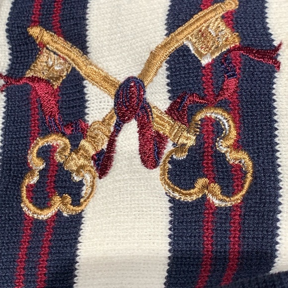 Rare Vintage 90’s IZOD Club Striped Sweater Vest L Navy/Burgundy Stripes - Picture 3 of 6